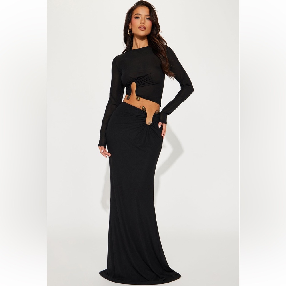 Elegant Black Women's Skirt Set (XS)